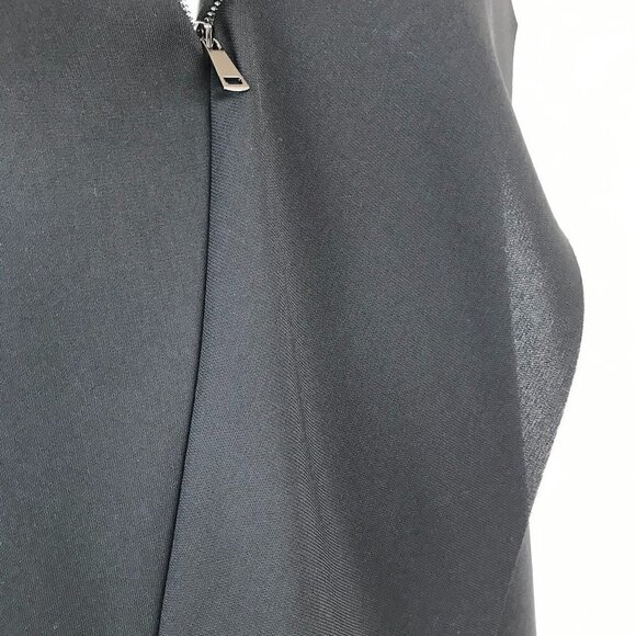VINCE LBD black dress, sleeveless, front zip asymmetrical drape, cut seam EUC, 6 - Picture 6 of 16